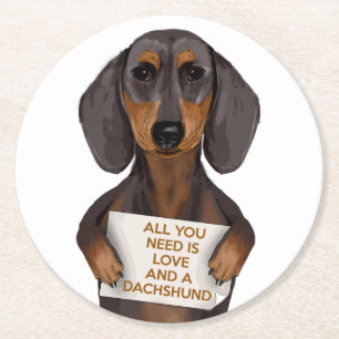 Dessous De Verre Rond Amour et Dachshund