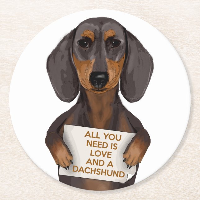 Dessous De Verre Rond Amour et Dachshund (Devant)
