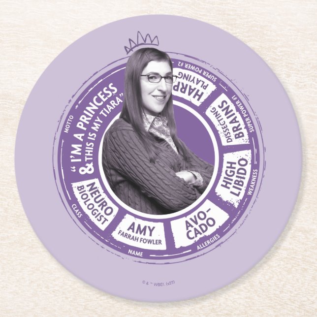 Dessous De Verre Rond Amy Farrah Fowler - Graphique d'informations (Devant)