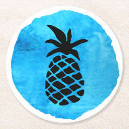 Dessous De Verre Rond Ananas Bleu