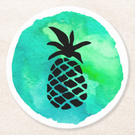 Dessous De Verre Rond Ananas Bleu Vert