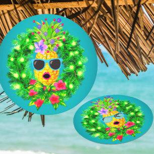Dessous De Verre Rond Ananas Dame Chanteuse Tropicale Sassy