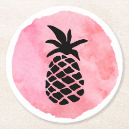Dessous De Verre Rond Ananas Rose Clair