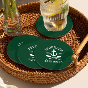 Dessous De Verre Rond Ancre nautique Oars Green Family Lake House