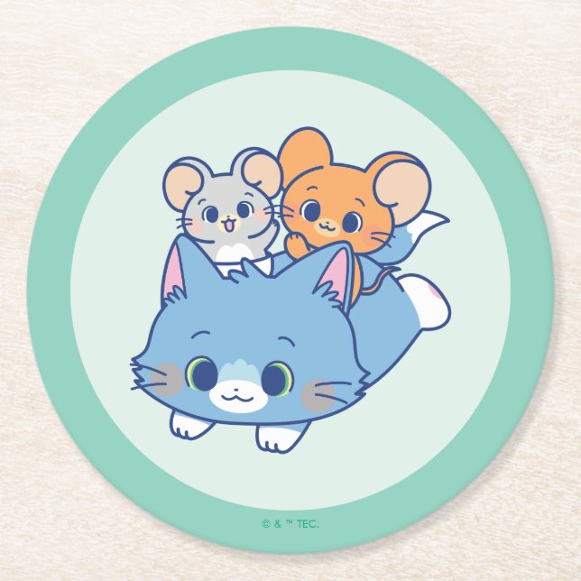 Dessous De Verre Rond Anime Tom, Jerry et Tuffy (Devant)