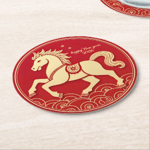 Dessous De Verre Rond Année du Cheval 2026 Nouvel An Chinois 