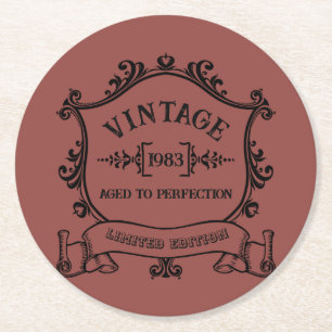 Dessous De Verre Rond Année vintage - âge à la perfection année de naiss