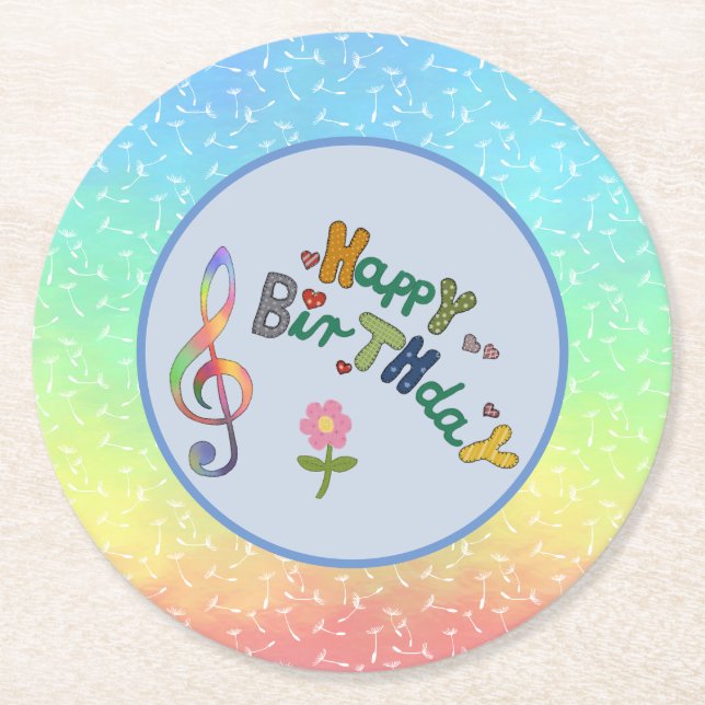 Dessous De Verre Rond Anniversaire  (Devant)