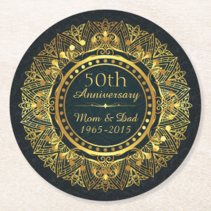Dessous De Verre Rond Anniversaire classique du 50e Mariage