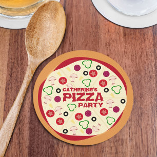 Dessous De Verre Rond Anniversaire de enfant de la Pizza moderne