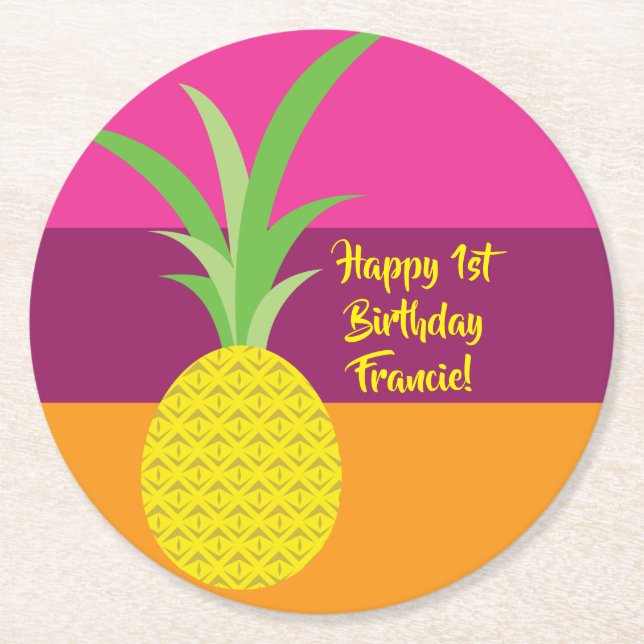 Dessous De Verre Rond Anniversaire de l'ananas (Devant)