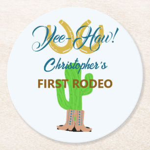 Dessous De Verre Rond Anniversaire de Rodéo de Cowboy Occidental