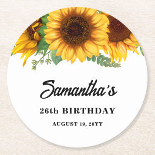 Dessous De Verre Rond Anniversaire de tournesol rustique
