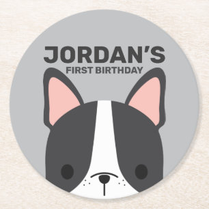 Dessous De Verre Rond Anniversaire du mignon Bulldog français