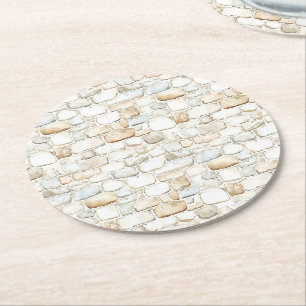 Dessous De Verre Rond Anniversaire Faux Pierres Grises Blanc Crème