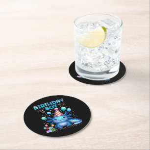 Dessous De Verre Rond Anniversaire Garçon Axolotl Vibes Joli Conception