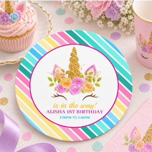 Dessous De Verre Rond Anniversaire Licorne 1er Anniversaire