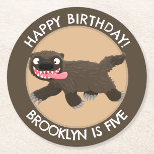 Dessous De Verre Rond Anniversaire personnalisé de loup affamé
