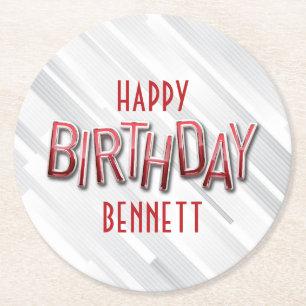 Dessous De Verre Rond Anniversaire rouge adulte moderne