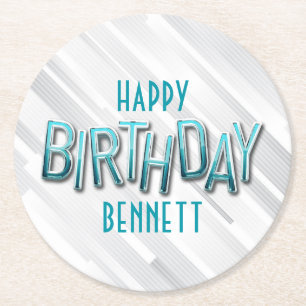 Dessous De Verre Rond Anniversaire Turquoise adulte moderne