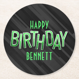 Dessous De Verre Rond Anniversaire vert adulte moderne