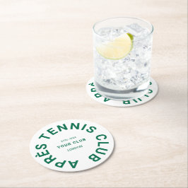 Dessous De Verre Rond Après Tennis Club personnalisé Crest vert