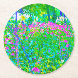 Dessous De Verre Rond Aqua Blue Impressionistic Garden Paysage