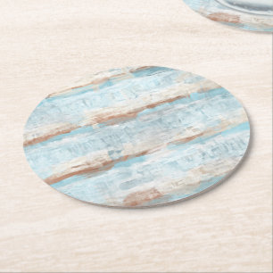Dessous De Verre Rond Aqua Turquoise Brown Blanc Aquarelle Baies