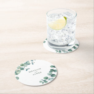 Dessous De Verre Rond Aquarelle Adélaïde Eucalyptus Mariage