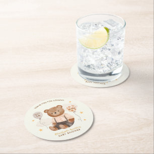 Dessous De Verre Rond Aquarelle Baby shower Ours en Teddy