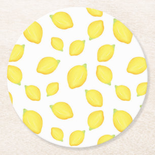 Dessous De Verre Rond Aquarelle Citron Motif 2