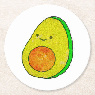 Dessous De Verre Rond Aquarelle Cute Carton Avocado