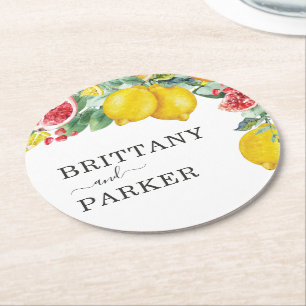 Dessous De Verre Rond Aquarelle de Citrus Mariage botanique