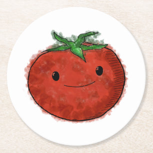 Dessous De Verre Rond Aquarelle de tomate mignonne