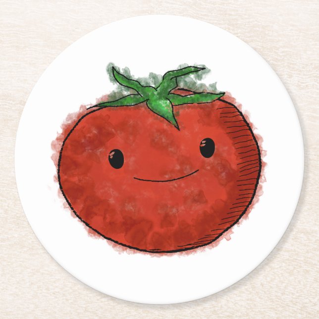 Dessous De Verre Rond Aquarelle de tomate mignonne (Devant)