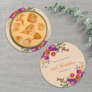 Dessous De Verre Rond Aquarelle Florale Automne fête d'anniversaire