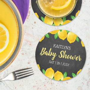Dessous De Verre Rond Aquarelle moderne Baby shower citronnier