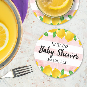 Dessous De Verre Rond Aquarelle moderne Baby shower citronnier