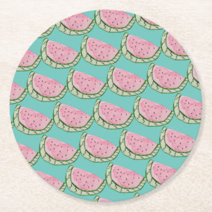 Dessous De Verre Rond Aquarelle Pastèque Doodles Peint Motif