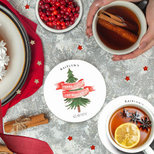 Dessous De Verre Rond Aquarelle Pine Arbre Joyeux Petit Anniversaire