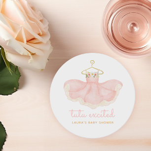 Dessous De Verre Rond Aquarelle rose & or Tutu Baby shower excité