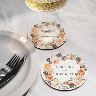Dessous De Verre Rond Aquarelle Rustique Automne Mariage