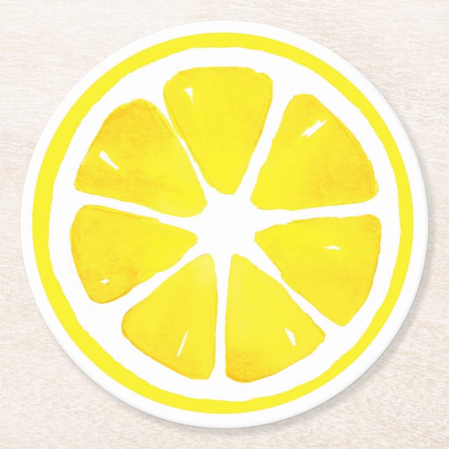Dessous De Verre Rond Aquarelle tranche citron (Devant)