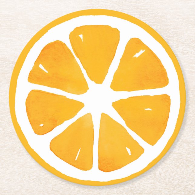 Dessous De Verre Rond Aquarelle tranche orange (Devant)