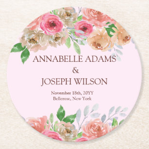Dessous De Verre Rond aquarelles Florales Mariage Botanique Moderne