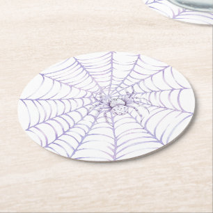 Dessous De Verre Rond Araignée d'Halloween lavande sur toile