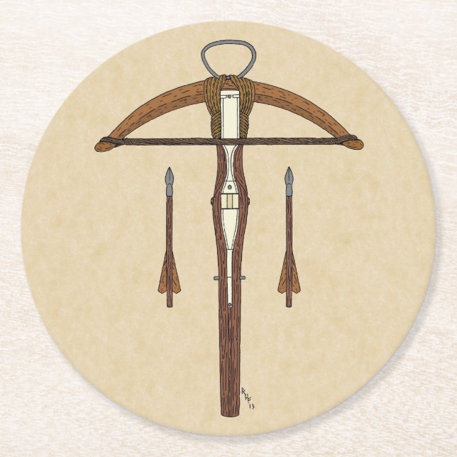 Dessous De Verre Rond Arbalète médiévale avec boulons (Devant)