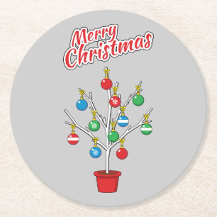 Dessous De Verre Rond Arbre à branches nues de Noël - Joyeux Noël