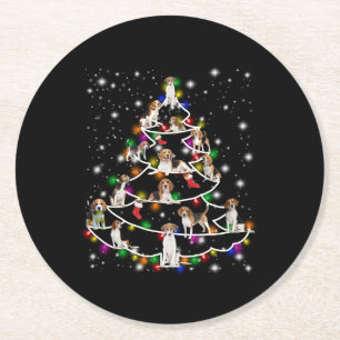 Dessous De Verre Rond Arbre De Noël beagle Couvert De Lampe De Feu