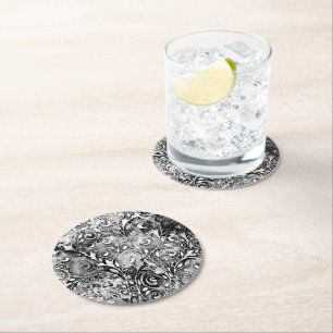 Dessous De Verre Rond Arbre De Vie - Spirales Feuille Grunge Style 1